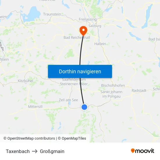 Taxenbach to Großgmain map