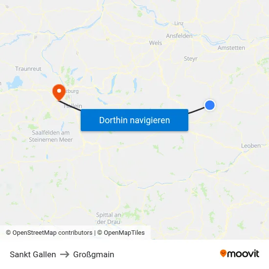 Sankt Gallen to Großgmain map