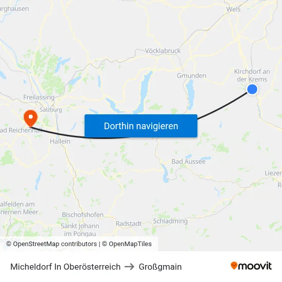 Micheldorf In Oberösterreich to Großgmain map