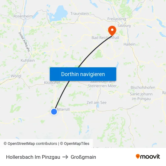 Hollersbach Im Pinzgau to Großgmain map