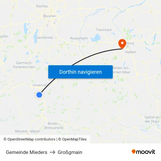 Gemeinde Mieders to Großgmain map