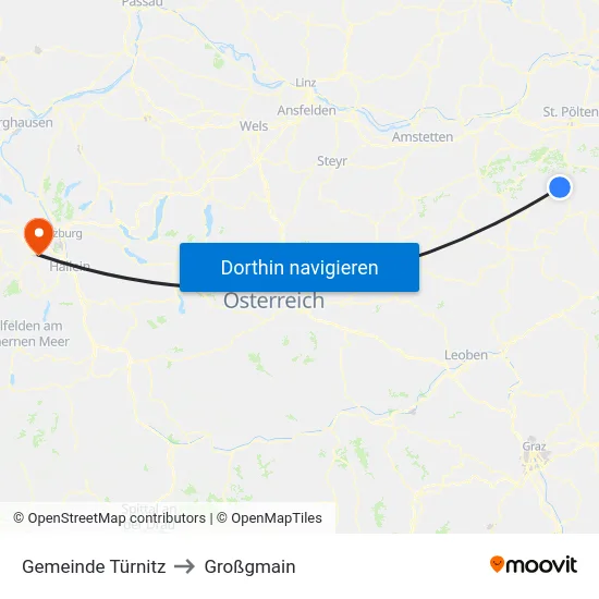 Gemeinde Türnitz to Großgmain map