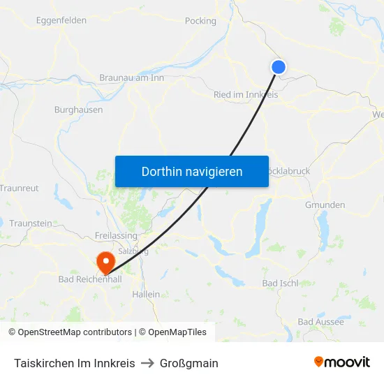 Taiskirchen Im Innkreis to Großgmain map