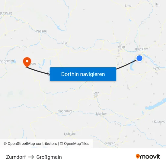 Zurndorf to Großgmain map