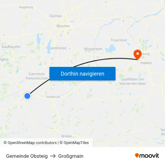 Gemeinde Obsteig to Großgmain map