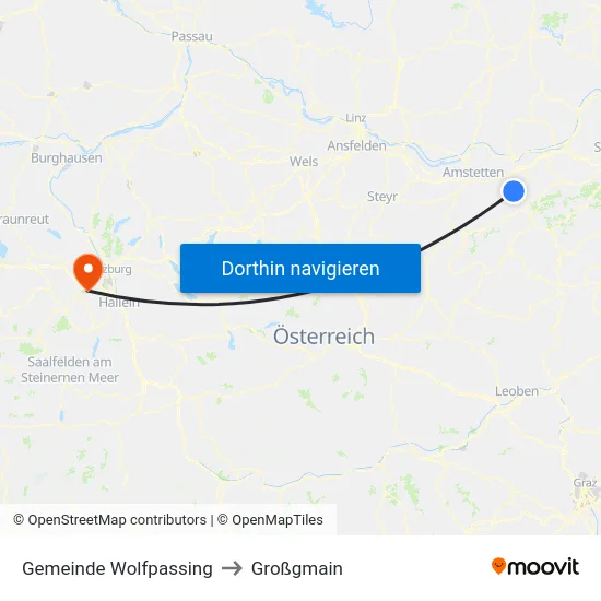 Gemeinde Wolfpassing to Großgmain map