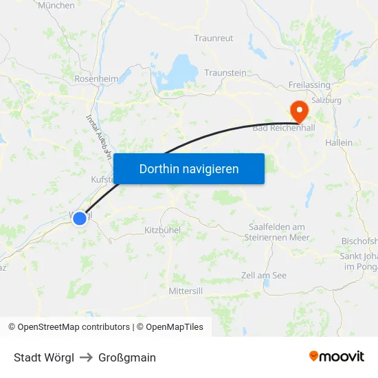 Stadt Wörgl to Großgmain map