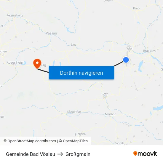 Gemeinde Bad Vöslau to Großgmain map