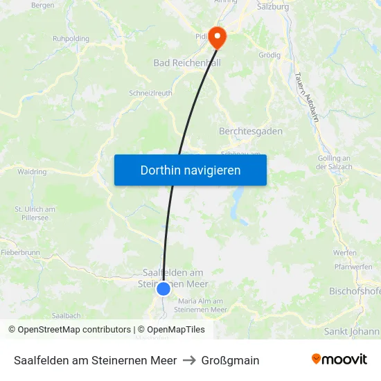 Saalfelden am Steinernen Meer to Großgmain map