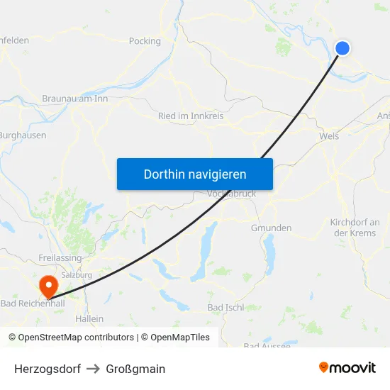 Herzogsdorf to Großgmain map