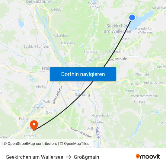 Seekirchen am Wallersee to Großgmain map