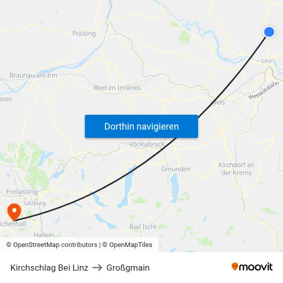 Kirchschlag Bei Linz to Großgmain map