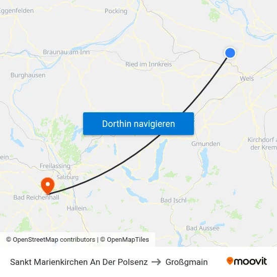 Sankt Marienkirchen An Der Polsenz to Großgmain map