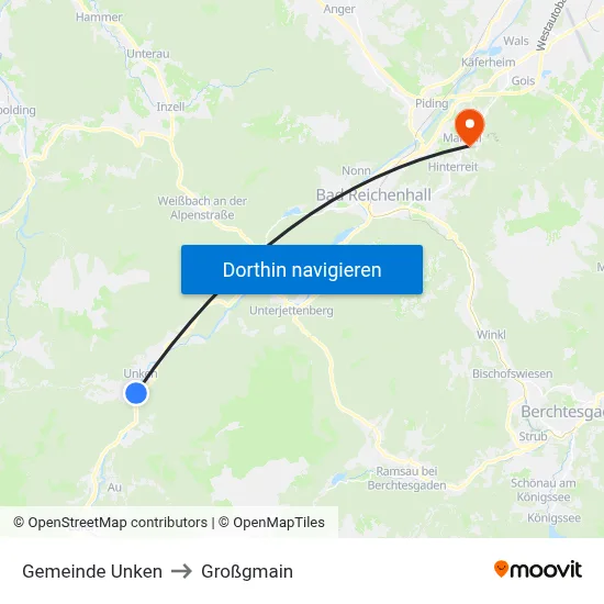 Gemeinde Unken to Großgmain map