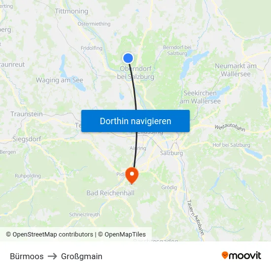 Bürmoos to Großgmain map