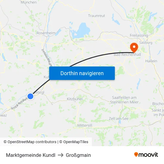 Marktgemeinde Kundl to Großgmain map