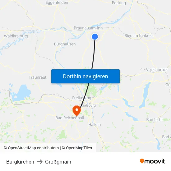 Burgkirchen to Großgmain map