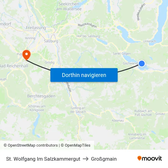 St. Wolfgang Im Salzkammergut to Großgmain map