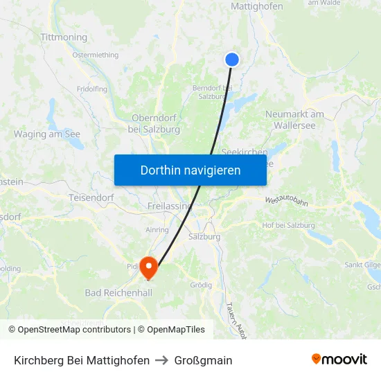 Kirchberg Bei Mattighofen to Großgmain map