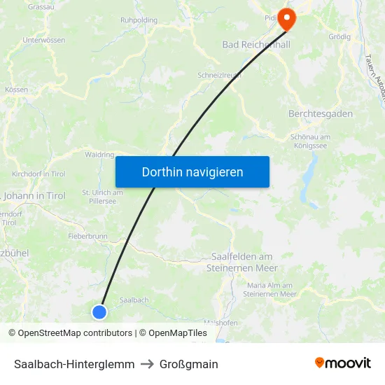 Saalbach-Hinterglemm to Großgmain map