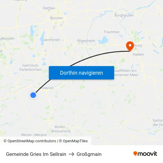 Gemeinde Gries Im Sellrain to Großgmain map