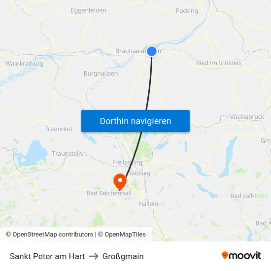 Sankt Peter am Hart to Großgmain map