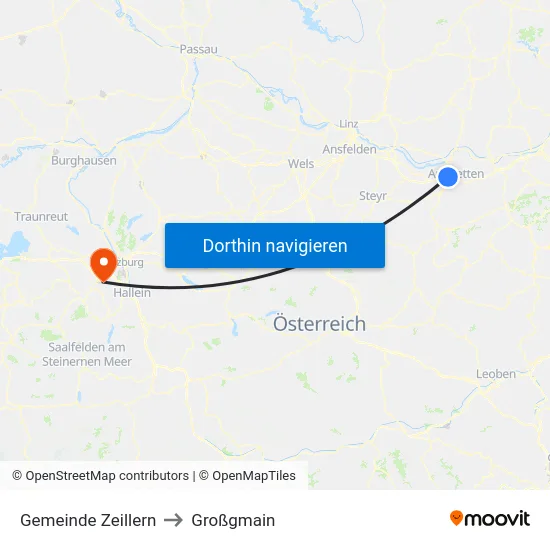 Gemeinde Zeillern to Großgmain map