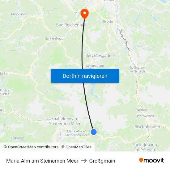 Maria Alm am Steinernen Meer to Großgmain map