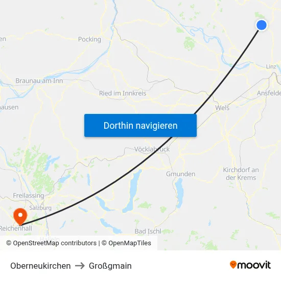Oberneukirchen to Großgmain map