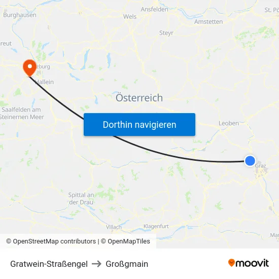 Gratwein-Straßengel to Großgmain map