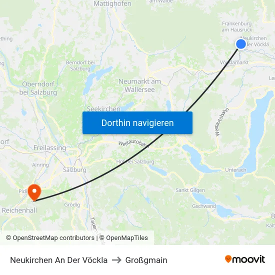 Neukirchen An Der Vöckla to Großgmain map