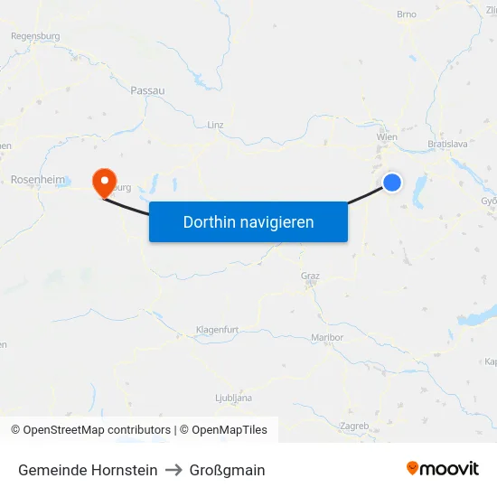 Gemeinde Hornstein to Großgmain map