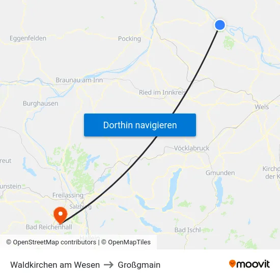 Waldkirchen am Wesen to Großgmain map