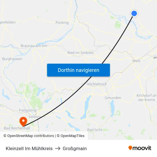 Kleinzell Im Mühlkreis to Großgmain map