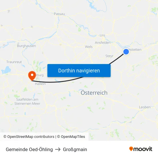 Gemeinde Oed-Öhling to Großgmain map