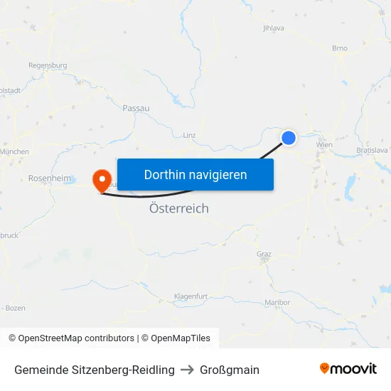 Gemeinde Sitzenberg-Reidling to Großgmain map