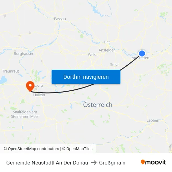 Gemeinde Neustadtl An Der Donau to Großgmain map