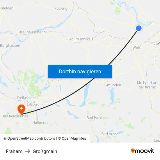 Fraham to Großgmain map