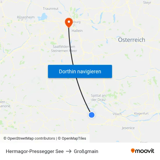 Hermagor-Pressegger See to Großgmain map