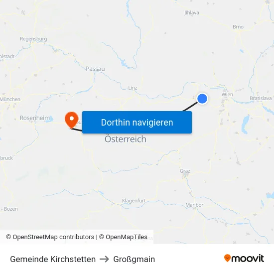 Gemeinde Kirchstetten to Großgmain map