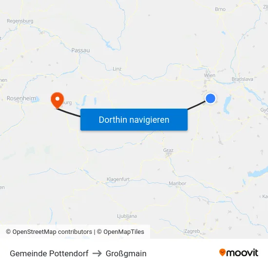 Gemeinde Pottendorf to Großgmain map