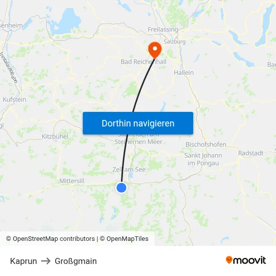 Kaprun to Großgmain map