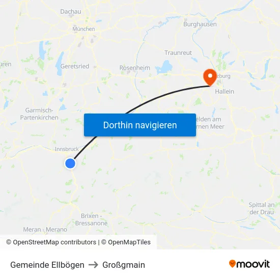 Gemeinde Ellbögen to Großgmain map