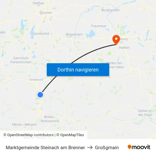 Marktgemeinde Steinach am Brenner to Großgmain map