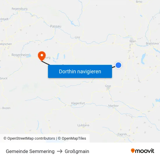 Gemeinde Semmering to Großgmain map