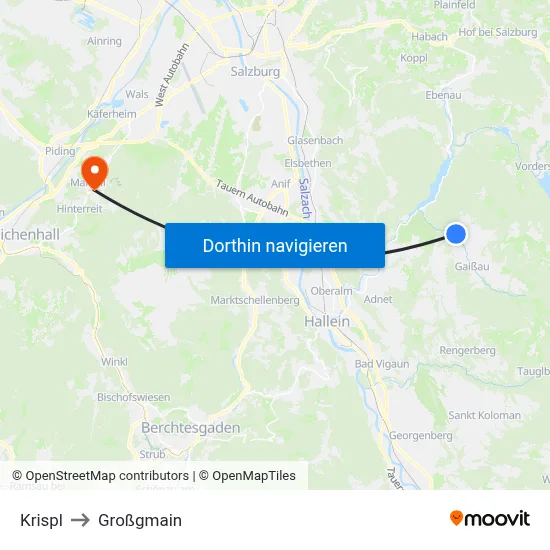 Krispl to Großgmain map