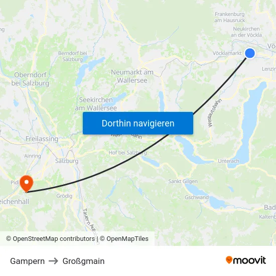 Gampern to Großgmain map