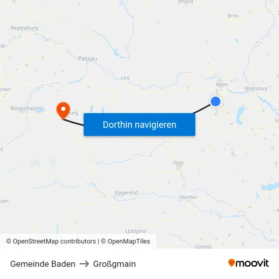 Gemeinde Baden to Großgmain map