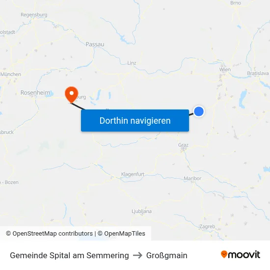 Gemeinde Spital am Semmering to Großgmain map