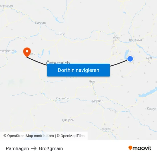 Pamhagen to Großgmain map
